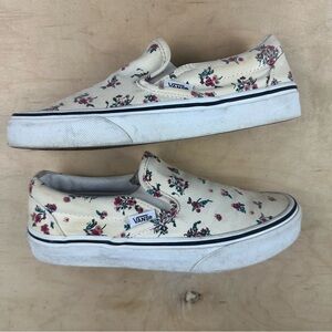 Vans Cream Floral Slip-On Shoes